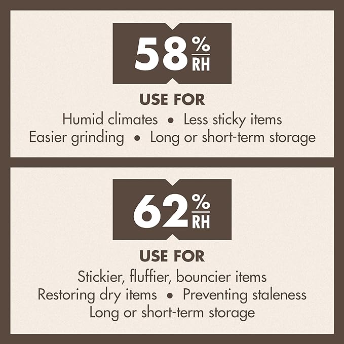 Boveda 62% RH Size 8-10 Pack Two-Way Humidity Control Packs - for Storing 1 oz - Moisture Absorber for Small Storage Containers - Humidifier Packs - Hydration Packets w/Resealable Bag
