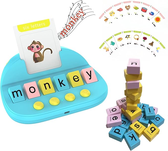 Word Matching Game Toys for Ages 5-7, Spelling Games for 3 Years Old, Speak and Spell Educational Toys for Easter Children's Day Halloween Christmas Birthday Party Gifts (Style D)
