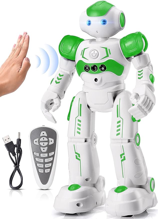 KingsDragon RC Robot Toys for Kids, Gesture & Sensing Remote Control Robot for Age 4 5 6 7 8 Year Old Boys Girls Birthday Present (Green)