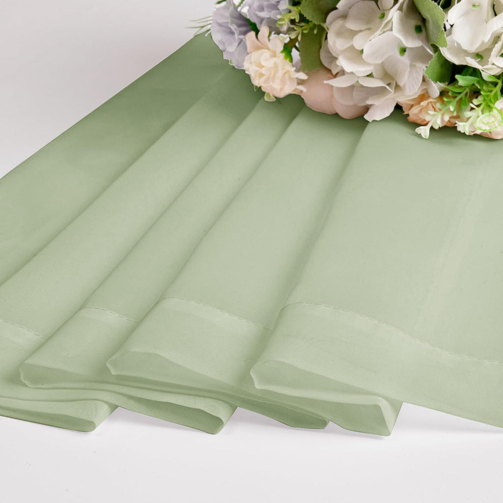 Chyhomenyc Light Green Sheer Valances for Windows 2 Pack, Small Window Curtains for Living Room Bathroom Cafe Laundry Basement, Modern Top Dual Rod Pocket Voile Curtain, 42W x 14L inches