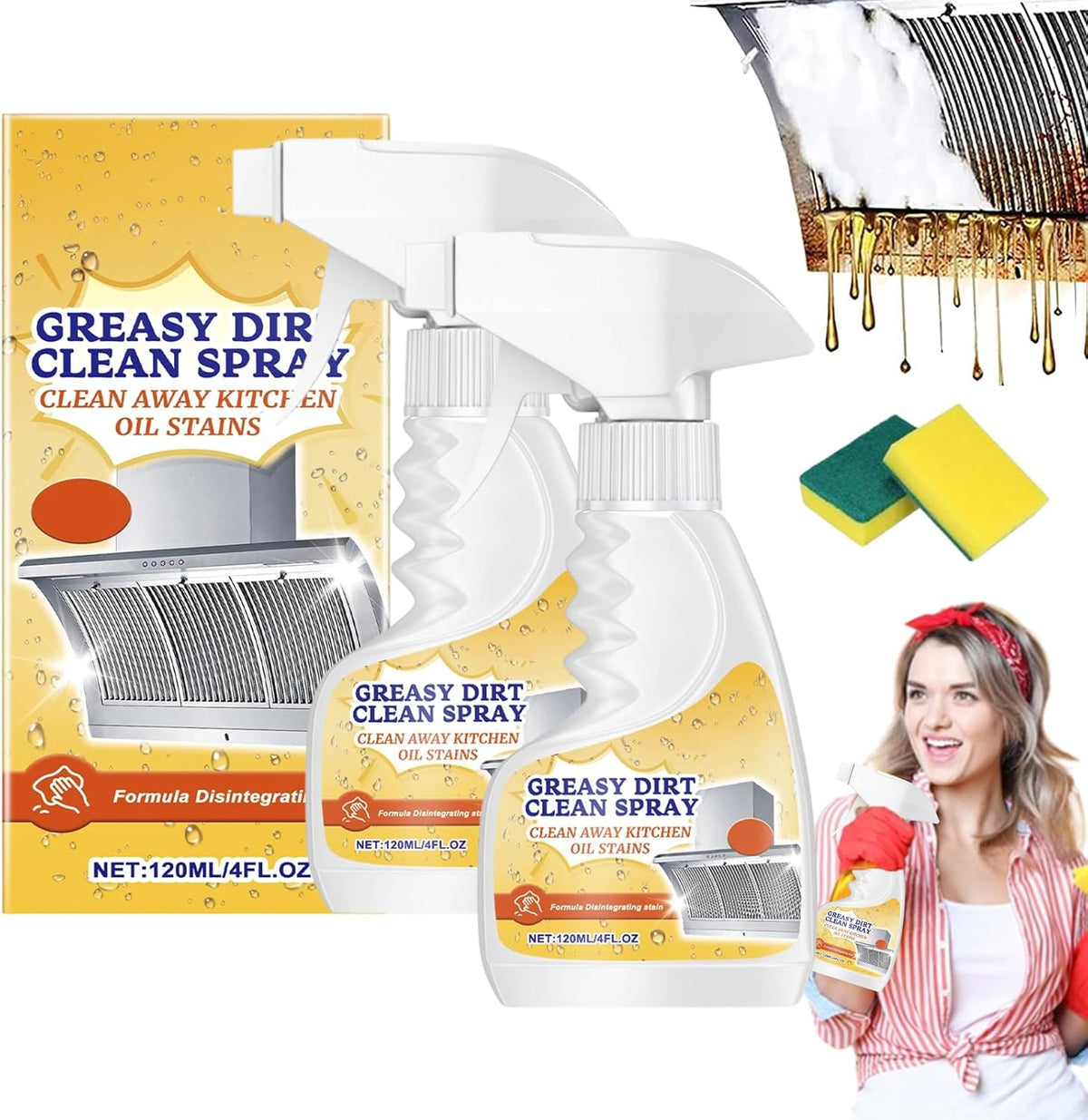 Multifunctional Powerful Kitchen Foam Cleaner, Rotateepic Foam Cleaner, Greasy Dirt Clean Spray, All-Purpose Heavy Duty Degreaser Cleaning Spray for Oven, Stove and Range Hood (2pcs)