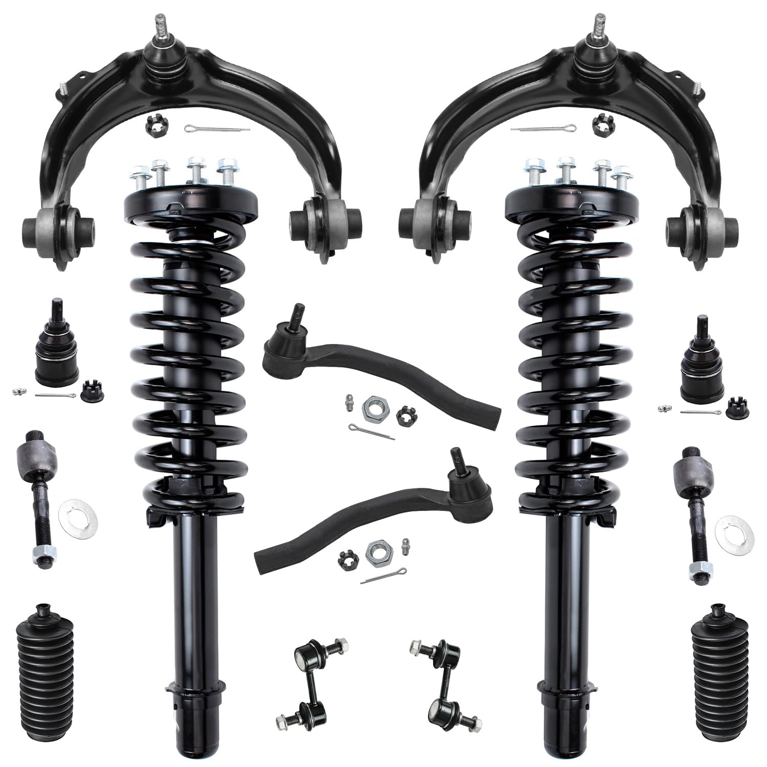 Detroit Axle - 2.4L Front End Suspension Kit for 03-07 Honda Accord, Upper Control Arms Tie Rods Sway Bars Struts Lower Ball Joi