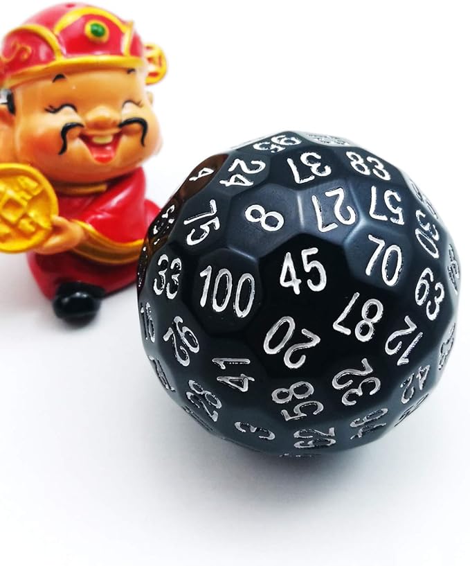 Bescon Polyhedral Dice 100 Sides Dice, D100 die, Sided Cube, Game 100-Sided Cube of Black Color