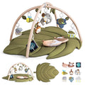 Infant Activity Center for Newborn to Develop Motor Cognition Leaves Leaf-Shaped Baby Play Gym & Activity Mat Extra Large Tummy Time Mat with 8 Detachable Toys