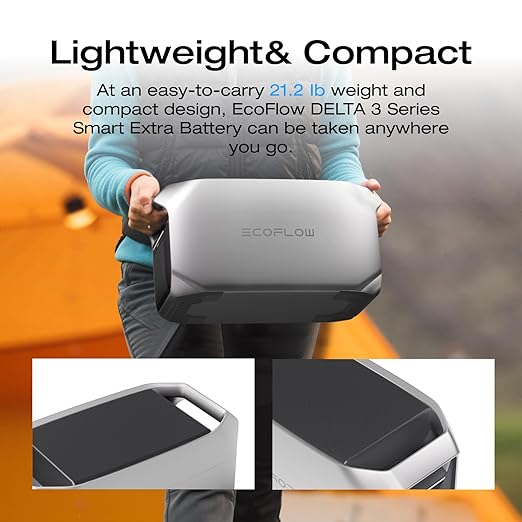 EF ECOFLOW Portable Power Station DELTA 3 Plus with Smart Extra Battery, Expand Capacity from 1024Wh to 2048Wh, Solar Generator for Emergency, Home Backup, Outdoor Camping