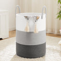 Laundry Basket,Woven Cotton Rope Laundry Hamper,80L for Decorative Storage of Dirty Clothes,Toys and Blankets in Bathroom,Bedroom and Living Room