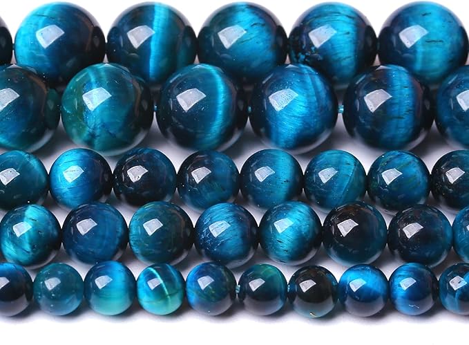 4MM 180pcs Natural Royal Blue Tiger Eye Stone Energy Healing Beads Round Loose Beads for Jewelry Making Bracelet 2 Strands 32"