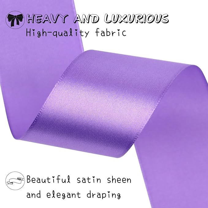 Light Purple Solid Satin Ribbon 1-1/2 Inch 25 Yards Solid Polyester Fabric Ribbon for Gift Wrapping Wedding Christmas Baby Shower Birthday Party Decoration Handmade Immortal Flower Craft