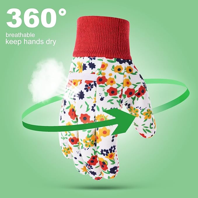 OSDUE Kids Gardening Gloves, 3 Pairs Age 3-5 Kids Garden Gloves, Kid Non-Slip Children Yard Work Gloves for Toddlers Boys Girls Outdoor