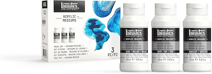 Liquitex Professional Pouring Medium Set, Includes 3 x 4-oz Pouring Medium, Gloss, Matte, and Iridescent