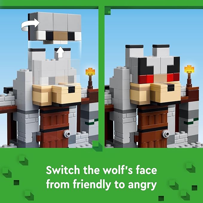 LEGO Minecraft The Wolf Stronghold Fortress Playset, Video Game Toy for Boys and Girls, Action Packed Castle Building Set with Minecraft Minifigures, Minecraft Toy Gift for Kids Ages 8 and Up, 21261