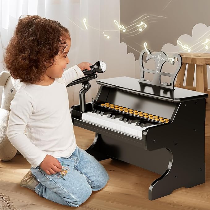 Upgraded Classical Piano for Kids - Black Professional Musical Keyboard Piano Instrument Toys for 3 5 7 9 Years Old Beginners Educational Instruments Birthday Gift