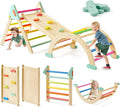 Tiny Land Pikler Triangle Set,7-in-1 Foldable Montessori Toddler Climbing Toys Indoor, Wooden Playground Jungle Gym for Kids, Climber Gift for Boys & Girls Toddler Climbing Toys (Rainbow)