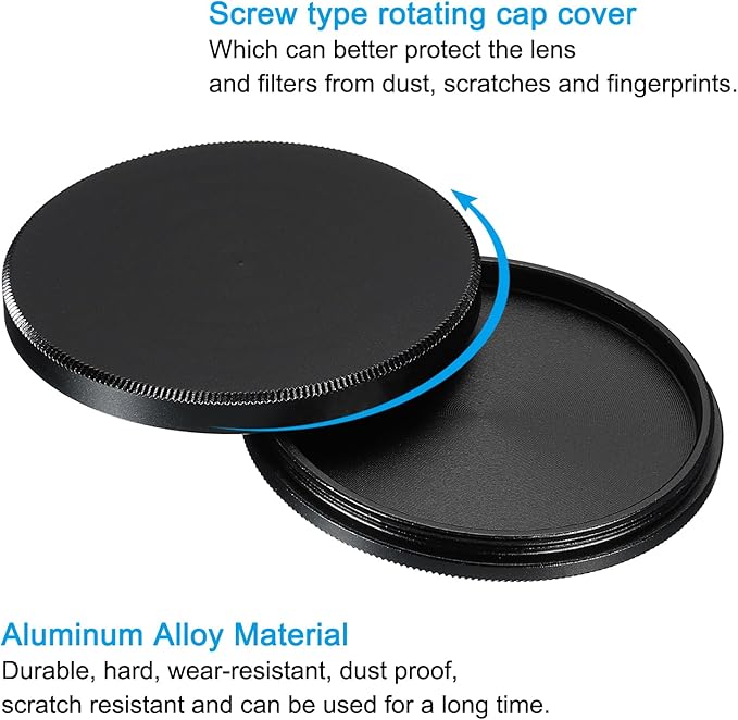 PATIKIL 43mm Lens Cap, Camera Lens Cap Cover Universal Lens Filter Stack Cap Front Metal Protective Case Cover with Cleaning Cloth for Photography Camera Filter