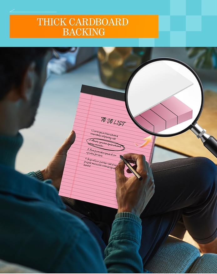 Legal Pads 8.5 x 11 Colored Note Pads 8.5 x 11, 3 Pack Notepads 8.5 x 11, Pink Notepad 8.5 x 11 Legal Pad, Notebook Paper 8.5 x 11 for Home Office Supplies, Lined Paper Pads 8 1/2 x 11, 30 Sheets/Pad
