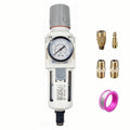XingNEeng 1/2" NPT Compressed Air Filter Regulator Combo Piggyback, Water/Oil Trap Separator with Pressure Gauge(0-150 psi), Auto Drain, Poly Bowl, 5 Micron Brass Element, Metal Bracket