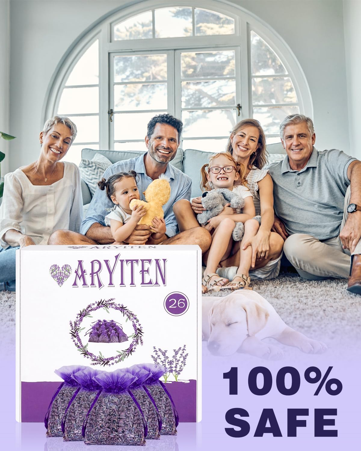 20 Pack Lavender Sachet Bags, 100% Natural French Dried Lavender Sachets for Drawers and Closets, Strong Smell Fragrance Fresh Scents Home