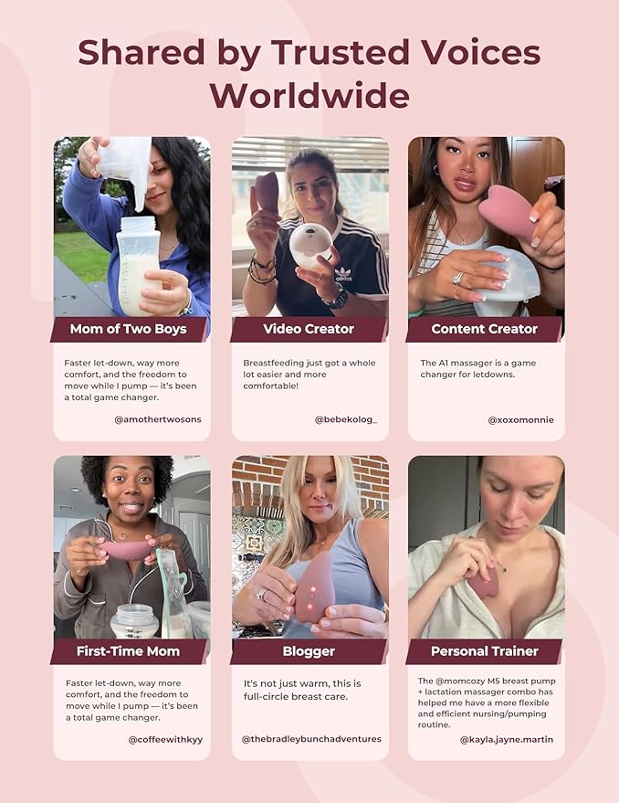 Momcozy M5 Breast Pump & A1 Lactation Massager Combo -Wearable Breast Pump with Double-Sealed Flange (3 Modes/9 Levels) + 2-in-1 Lactation Massager (Heat & Vibration) for Clogged Ducts & Milk Flow
