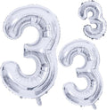 GOER Silver Foil Balloons Number 3,Huge Number Balloons for 3rd 33rd Birthday Party Supplies Anniversary Decorations(3 pcs,42 inch,32 inc,16inch)