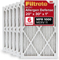 Filtrete 20x30x1 AC Furnace Air Filter, MERV 11, MPR 1000, Micro Allergen Defense, 3-Month Pleated 1-Inch Electrostatic Air Cleaning Filter, 6 Pack (Actual Size 19.81 x 29.81 x 0.81 in)