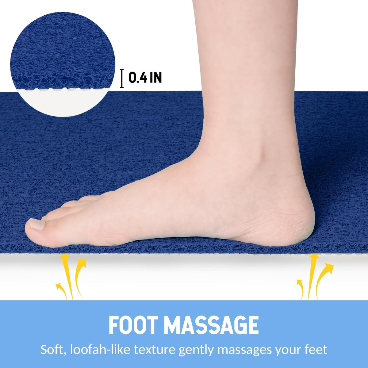 Non-Slip Bathtub Mat, Anti Slip Shower Mat, Fast Drying Bathtub Mats, Foot Scrubber Mat, Anti Slip Mat for Tub, Floor, Bathroom, Kitchen, Home, Hotel (Navy Blue 24"×24")