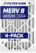 Filter King 11x6x1 Air Filter | 4-PACK | MERV 8 HVAC Pleated A/C Furnace Filters | MADE IN USA | Actual Size: 11 x 6 x .75"