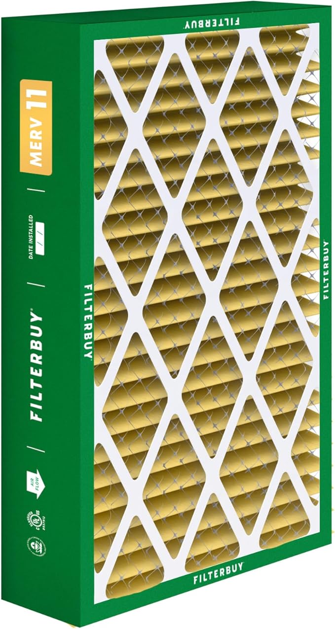 Filterbuy 16x28x6 Air Filter MERV 11 Superior Pet & Allergy Defense (4-Pack), Pleated HVAC AC Furnace Filters for AprilAire Space-Gard 401, 2400, & Lennox (Actual Size: 15.50 x 26.88 x 6.00)