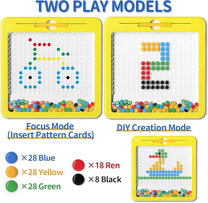 Large Magnetic Dots Board for Kids, Magnetic Drawing Board for Toddlers, Magnetic Dot Art with Magnetic Pen, Montessori Preschool Education Travel Toys for Kids Boys Girls Age 2 3 4 5 6 7 Years Old