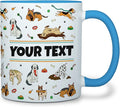 Personalized Mug for Kids - Dogs - Custom Name/Text, Ceramic Hot Chocolate/Cocoa/Coffee Cup for Boys/Girls, Birthday/Christmas/Holiday Gift - 11 oz, Light Blue Handle
