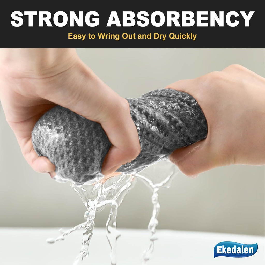 Microfiber Cleaning Cloth Waffle Weave for Dusting Absorbent Towel Quick Drying Dust Rags Household Kitchen, Lint Free Streak Free, 6 Pack,12 x 12 Inches, Grey
