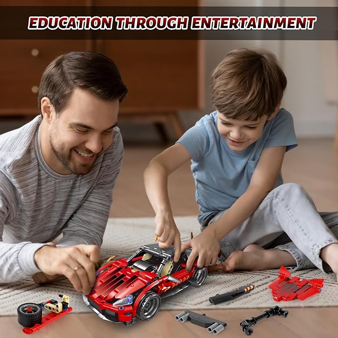 Remote Control Racing Car Building Kit, Compatible with Lego STEM Toys for Kids 2 in 1 Model Car Kit 425 PCS, Gifts Toys for Age 6-12 Years Old Kids Boys