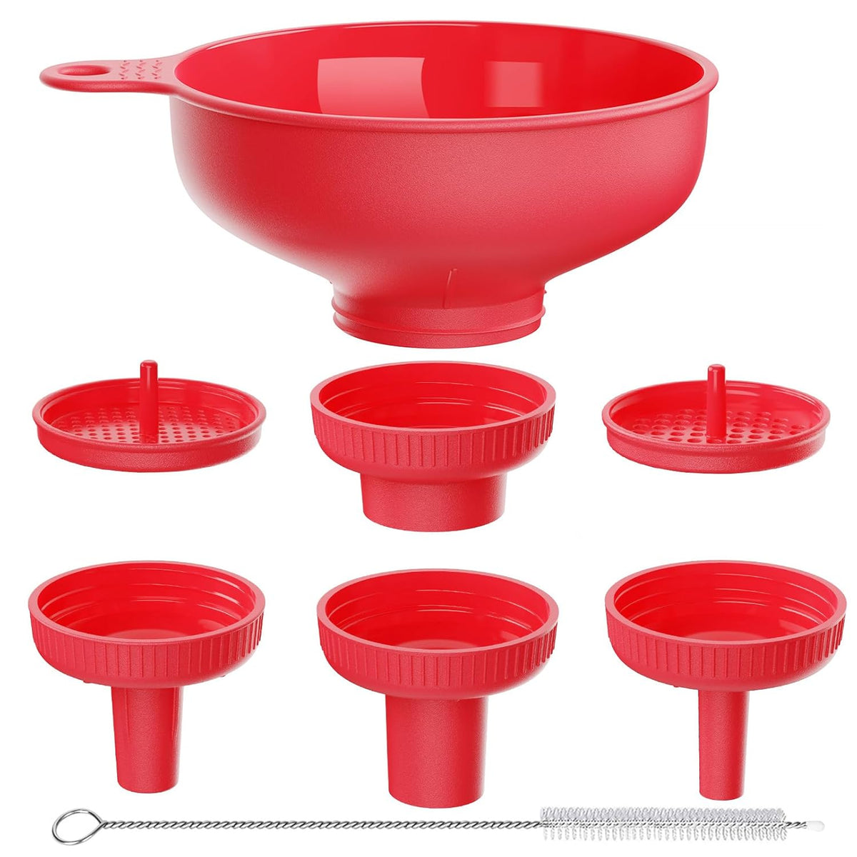 Wide Mouth Kitchen Funnel, Food Grade Plastic Cooking Canning Funnel with 4 Sizes Spouts for Filling Wide and Regular Mason Jars, Spray Dropper Oil Bottle Jug Spices Shampoo Sauce