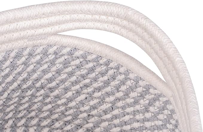 Shelf Storage Baskets for Organizing|Decorative Basket for Closet Storage|Toy Baskets&Bins|Small Woven Rope Baskets-13x8.66x5.11’’,Durable&Stylish,Oval 3 Packs Off White&Mixed Gray