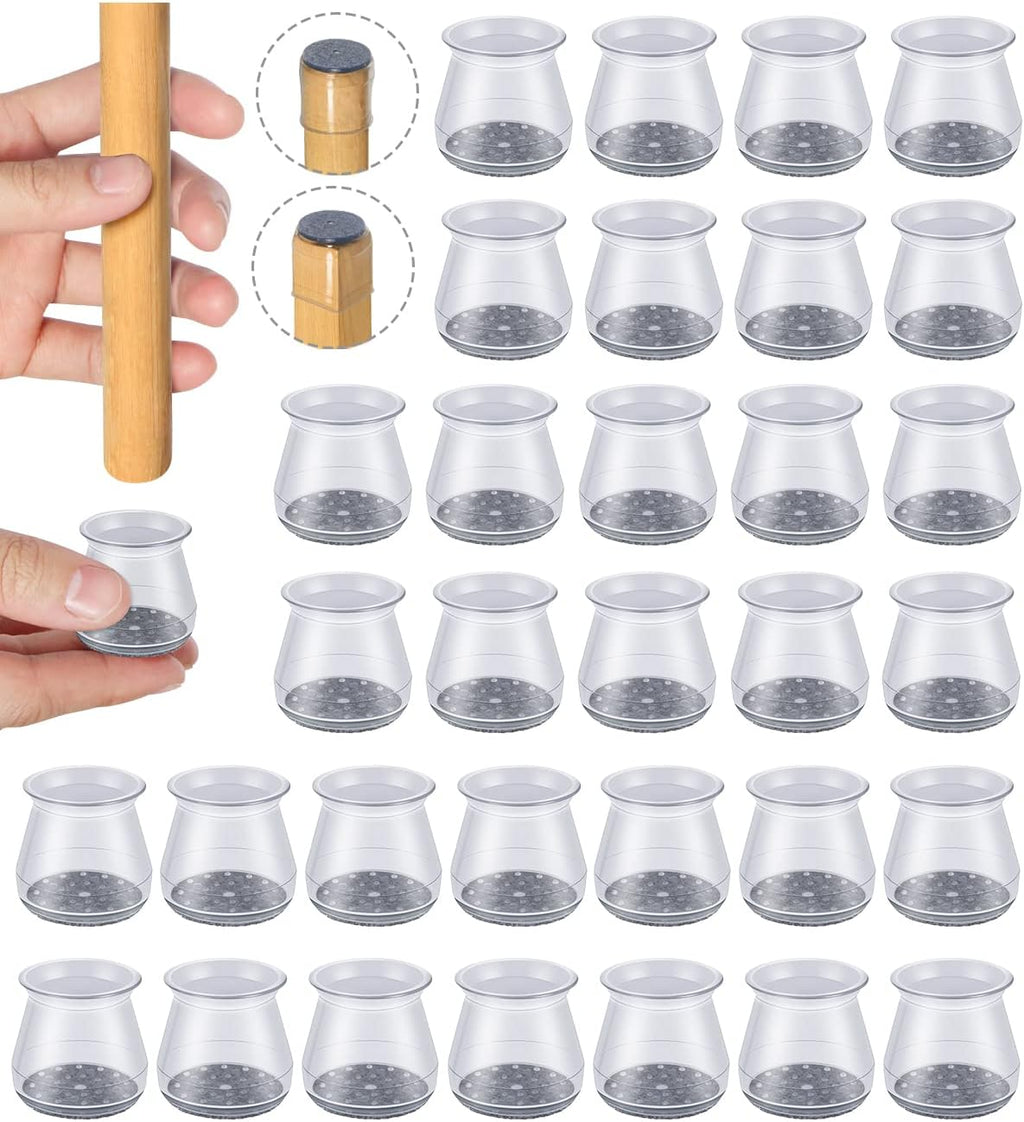 32 Pcs Chair Leg Protectors for Hardwood Floors, OASMU Silicone Felt Furniture Pads for Scratch and Noise Prevention, Smooth Moving (Small Fit: 0.9'' - 1.29'')