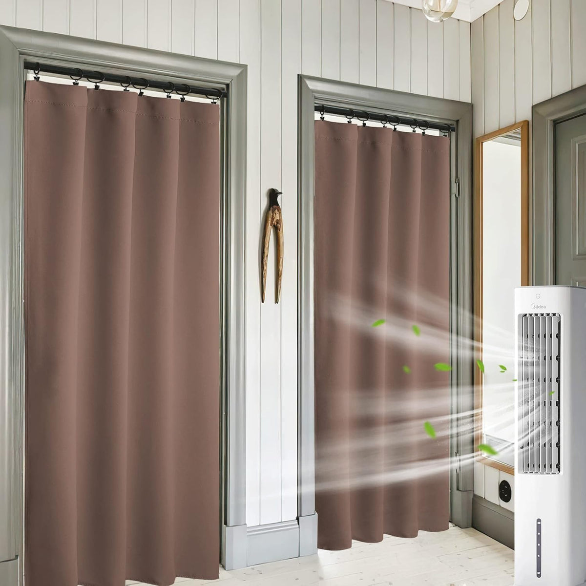 RYB HOME Blackout Curtains 84 inches Long 2 Panels Set for Living Room, Thermal Insulating Privacy Curtains & Drapes for Doorway Temporary Door Alternative Accordion Door, W 42 x L 84, Mocha