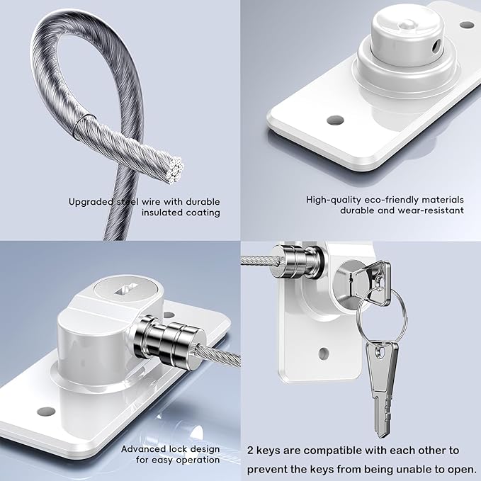 2 Pack Refrigerator Door Lock with Adhesive, No Tools Required, Child Proof Fridge Door Lock for Kids and Pets, Self Adhesive Latch for Freezer, Cabinets, Drawers, Air Oven, Windows (Patent)