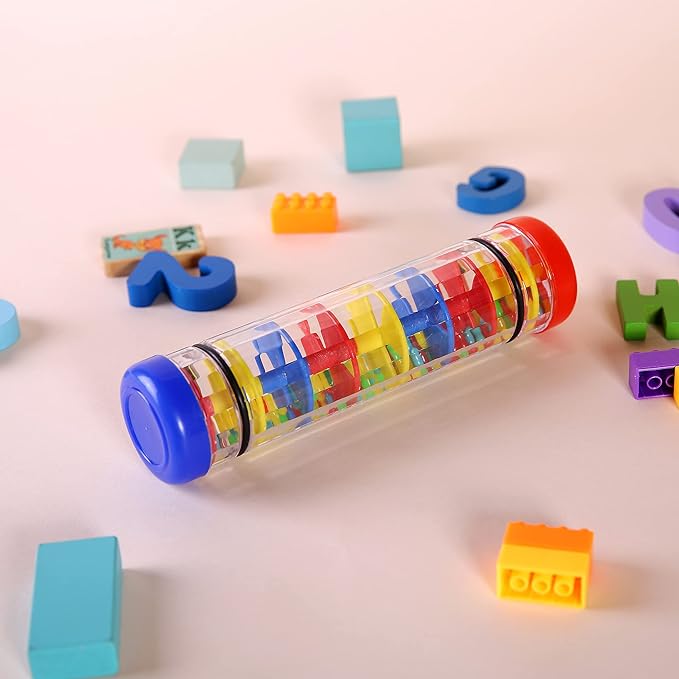 2 Pack Rainmaker Rain Stick Musical Instrument for Babies, Toddlers and Kids, 8 Inch Rainfall Rattle Tube Rainstick Shaker Toy