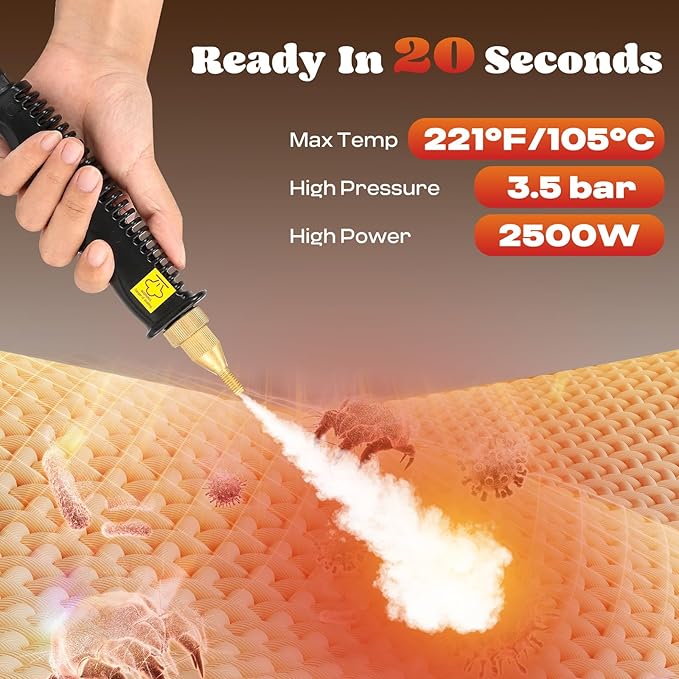 Moongiantgo Handheld Steam Cleaner 2500W High Pressure 1.5L Steamer for Cleaning, Portable Steam Cleaner for Home Kitchen Bathroom, Steam Cleaner for Car Detailing Grout Tile (Army Green)