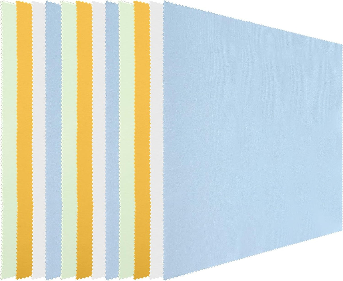 Frienda 12 Pack Large Microfiber Glass Cleaning Cloths 12 x 12 Inch Oversized Sunglasses Cleaning Cloths for Electronics Glasses Screens and Lenses (Green, Yellow, Blue, Light Gray)