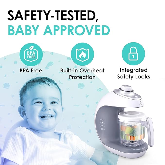 Lil’ Jumbl - Baby Food Maker Steamer and Blender - Puree Blender with Timer, One-Press Processor & Auto Shutoff, Cook & Steam Fruits, Veggies & Other Healthy Homemade Infant & Toddler Meals in Minutes