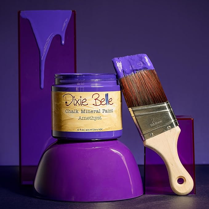 Dixie Belle Paint Company Chalk Finish Furniture Paint - Amethyst (8oz) - Matte Deep Purple Chic Chalk Mineral DIY Furniture Paint