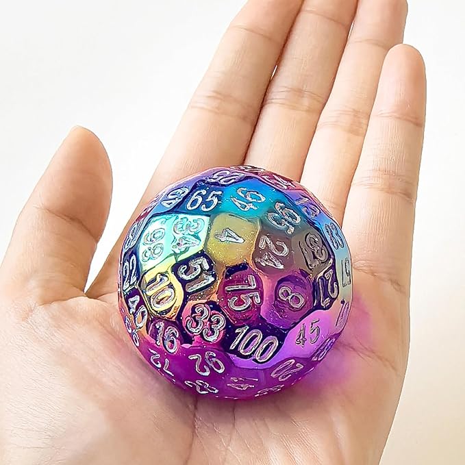 Bescon Dazzling Purple 100 Sided Dice, Game Dice D100, Polyhedral Solid 100 Sides Dice 45MM in Diameter (1.8inch)