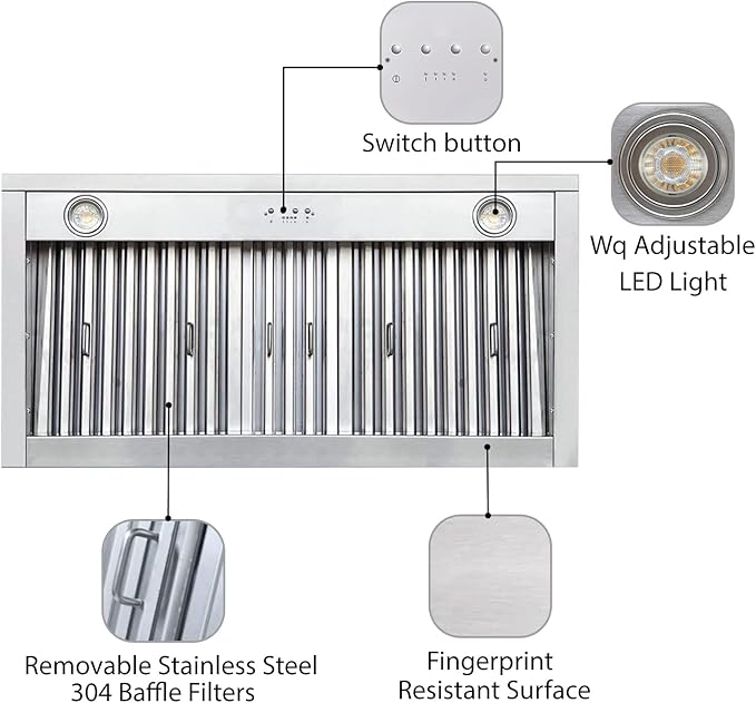 CT Copper Tailor Copper Vent Hood Island Mount,36'' W,39''H, 610 CFM Exhaust Fan,Stainless Steel Vent,LED Light,Dishwasher-Safe Baffle Filters,Light Hammered-Medium Patina,VH14TA2L