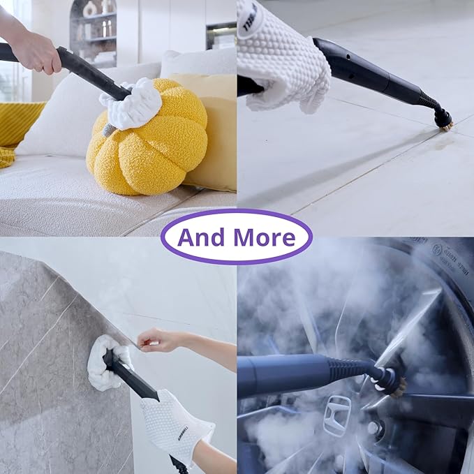 Steam Cleaner: 1650W, Fast 50-Sec Heat-Up-21-Piece Kit Refill Anytime-No Cooling-Detachable Hose Steamer Mop for Home Use Car Bed Furniture Bathroom Tile Grout Floor Cleaning And More Pink