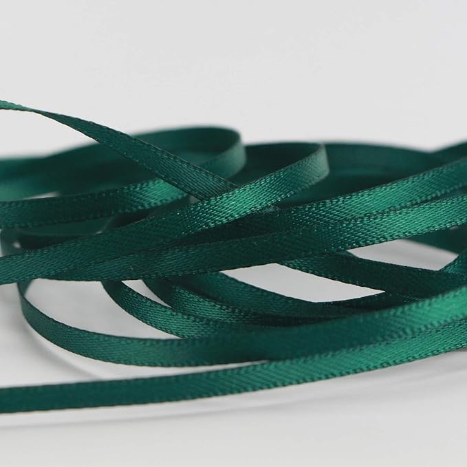 HUIHUANG Solid Color Satin Ribbon 1/8 inch x 100 Yards Roll Ribbon for Crafts (Hunter Green)