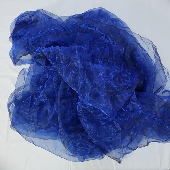 Two-Tone Iridescent Holographic Organza Fabric - 11 Yards | Lightweight Sheer Gauze Voile Tulle | for Dresses, Party Decor, DIY Crafts, Shiny Backdrops(Sapphire Black)
