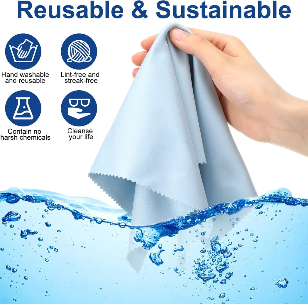 Frienda 12 Pack Large Microfiber Glass Cleaning Cloths 12 x 12 Inch Oversized Eyeglass Sunglasses Cleaning Cloths for Electronics Glasses Screens and Lenses(Blue)