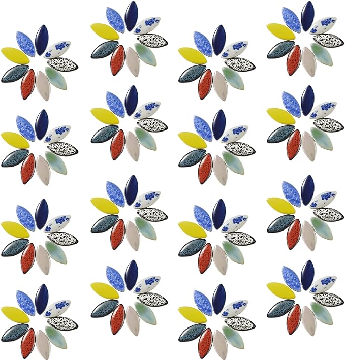70 Pcs Petal Ceramics Mosaic Tiles for Crafts, Stained Ceramics Supplies, Flower Leaves Mosaic Ceramics Mosaic Pieces Kit for DIY Crafts Plates Picture Frames Home Decorations - Purple Red
