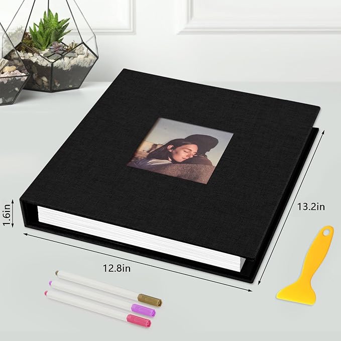 Zesthouse 18 In Photo Album Self Adhesive with Picture Display Window, 3-Ring Scrapbook Albums 60 Pages Holds 10x12 8x10 5x7 4x6 Photos, DIY Photo Book Ideal Gift for Family Wedding Baby