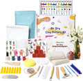 Air Dry Clay for Adults - Pottery kit for Beginne,Air Dry Clay w/Air Dy Clay Tools,White Dry Clay,Sculpting Tools, Gloss Varnish,DIY Plate Making Kit for Arts & Crafts,Christmas Gift